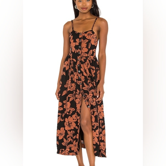 Free People Dresses & Skirts - NWOT! Free People Black and Orange Floral Maxi Dress